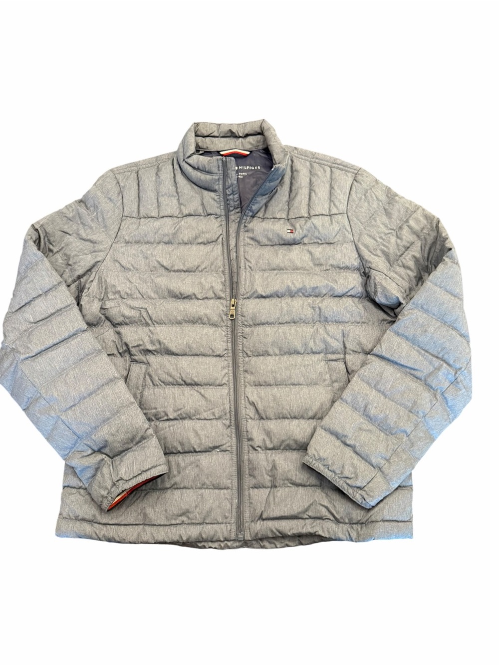 Tommy Hilfiger Men's Packable Duck Down Puffer Jacket Quilted Gray Medium